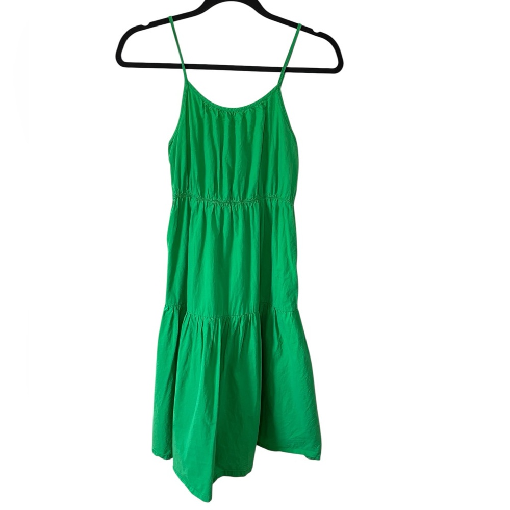 Zara Girls Green Cotton Tiered Dress Spaghetti Straps Size 11–12